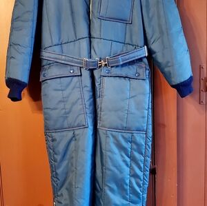 VINTAGE JC Penny Women's Quilted Blue SNOWMOBILE SUIT